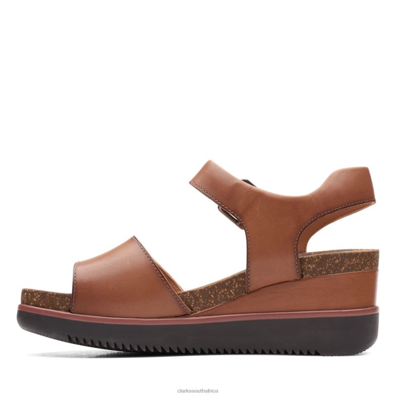 Clarks Lizby Strap Dark Tan Lea 840403274 Women Clarks Dark Tan Lea