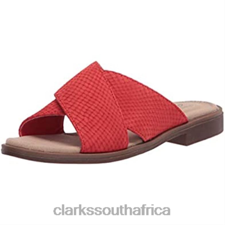 Clarks Red Interest Suede Women's Declan Ivy Sandal 84040745 Women Clarks Red Interest Suede