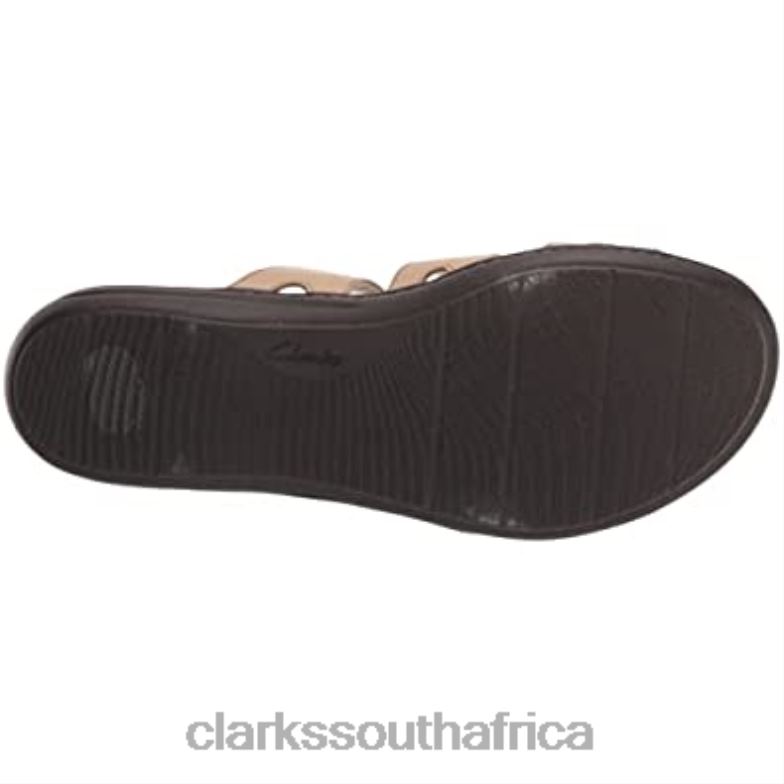 Clarks Sand Leather Women's Laurieann Cove Flat Sandal 840401057 Women Clarks Sand Leather