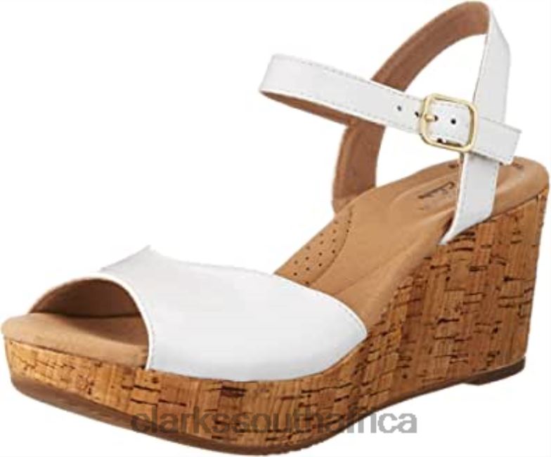 Clarks White Patent Synthetic Women's Annadel Mystic Heeled Sandal 840402049 Women Clarks White Patent Synthetic
