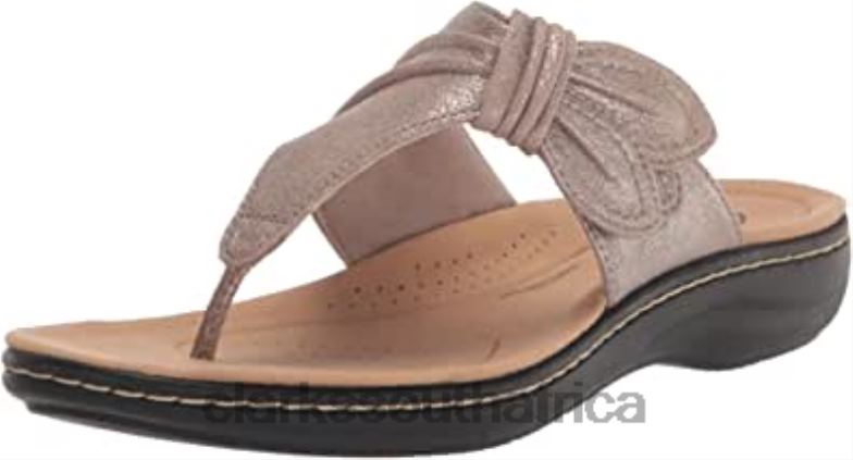 Clarks Women's Laurieann Rae Flat Sandal Taupe Metallic Synthetic 84040426 Women Clarks