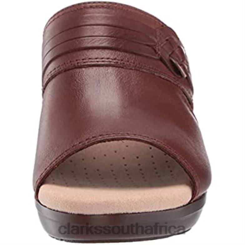 Clarks Women's Lynette Trudie Sandal Mahoga Ny Leather 840402834 Women Clarks Mahogany Leather