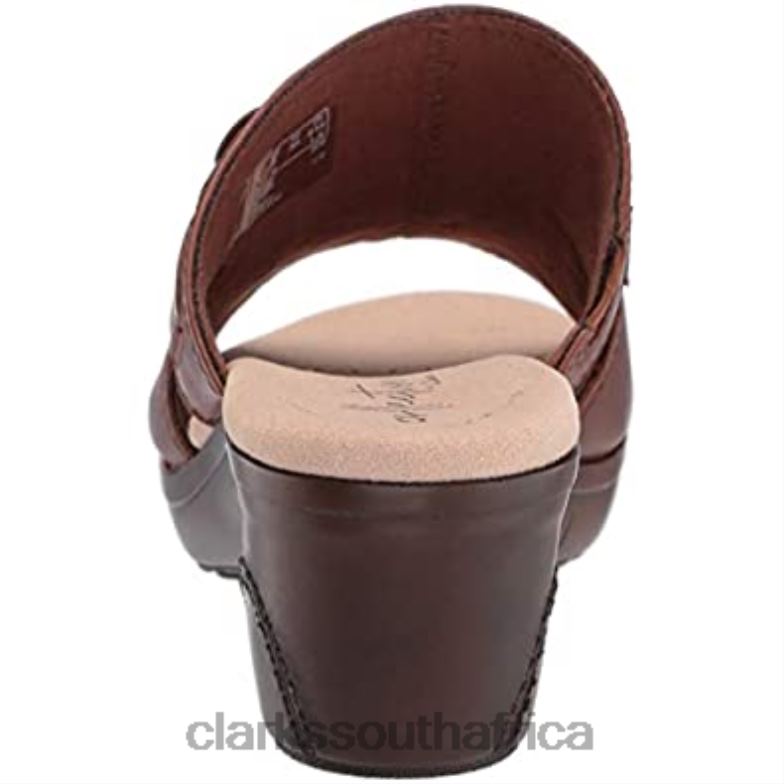 Clarks Women's Lynette Trudie Sandal Mahoga Ny Leather 840402834 Women Clarks Mahogany Leather