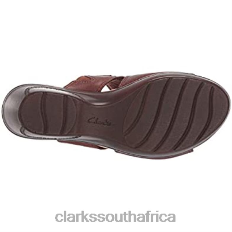 Clarks Women's Lynette Trudie Sandal Mahoga Ny Leather 840402834 Women Clarks Mahogany Leather