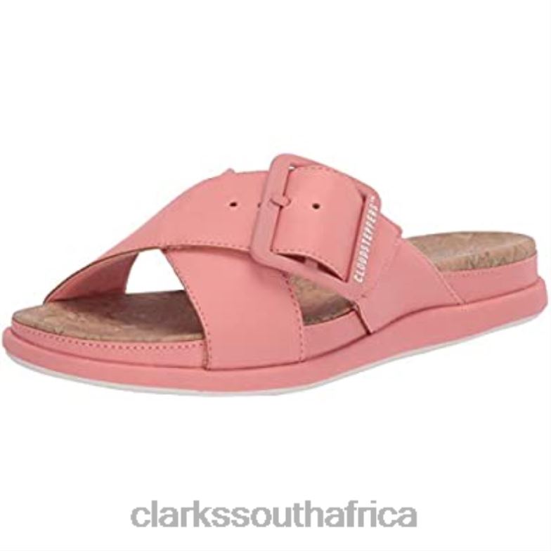 Clarks Women's Step June Shell Sandal Coral Synthetic 84040674 Women Clarks Coral Synthetic