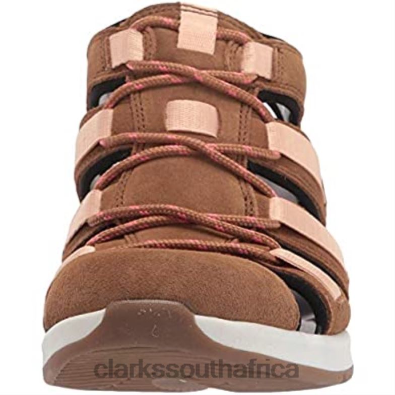Dark Tan Leather/Suede Clarks Women's Solan Sail Flat Sandal 840402603 Women Clarks