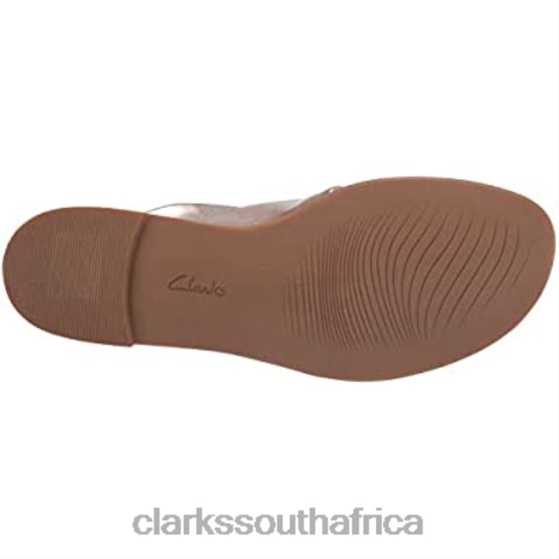 Metallic Clarks Women's Reyna Twist Flat Sandal 840402299 Women Clarks Metallic