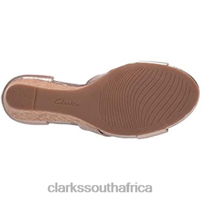 Metallic Leather Clarks Women's Margee Gracie Wedge Sandal 840402131 Women Clarks Metallic Leather