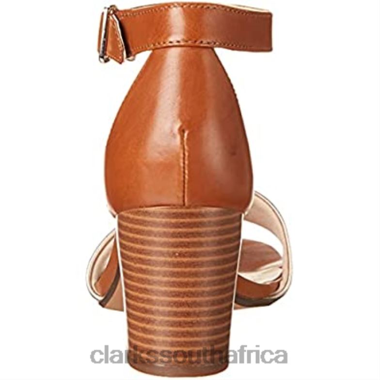 Metallic Tan Leather Women's Jocelynne Cam Heeled Sandal Clarks 840402404 Women Clarks Metallic Tan Leather