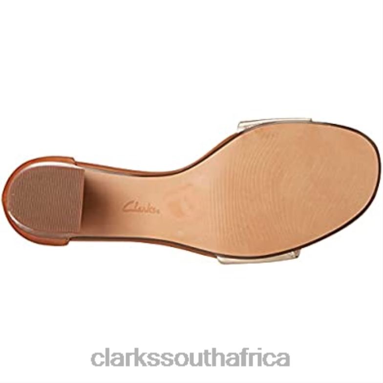 Metallic Tan Leather Women's Jocelynne Cam Heeled Sandal Clarks 840402404 Women Clarks Metallic Tan Leather