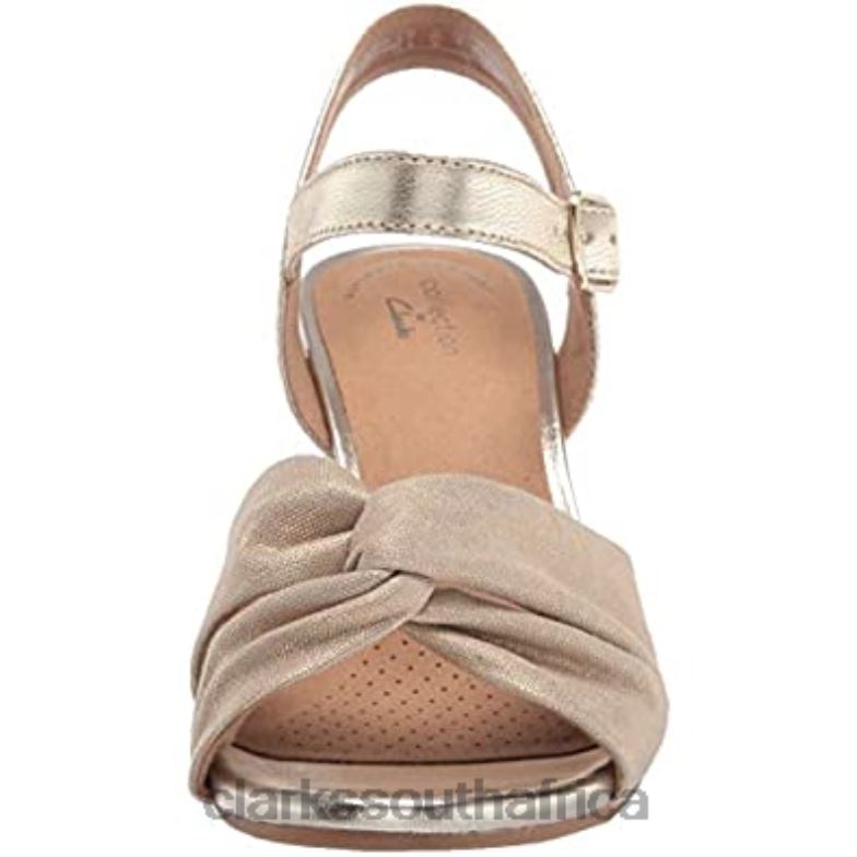Natural Textile Leather Combi Women's Margee Beth Wedge Sandal Clarks 840402948 Women Clarks Natural Textile Leather Combi