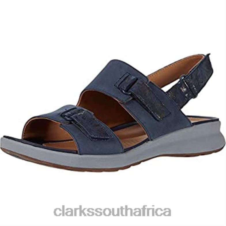 Navy Combi Clarks Women's Un Adorn Sling Sandal 840401288 Women Clarks Navy Combi