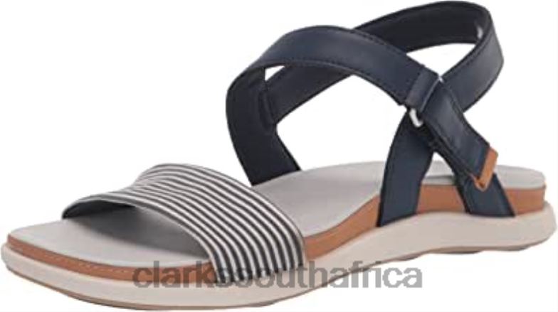 Navy Textile Clarks Women's Eliza Mae Sandal 84040552 Women Clarks Navy Textile