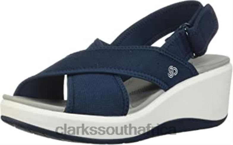 Navy Textile Clarks Women's Step Cali Cove Sandal 840402379 Women Clarks Navy Textile
