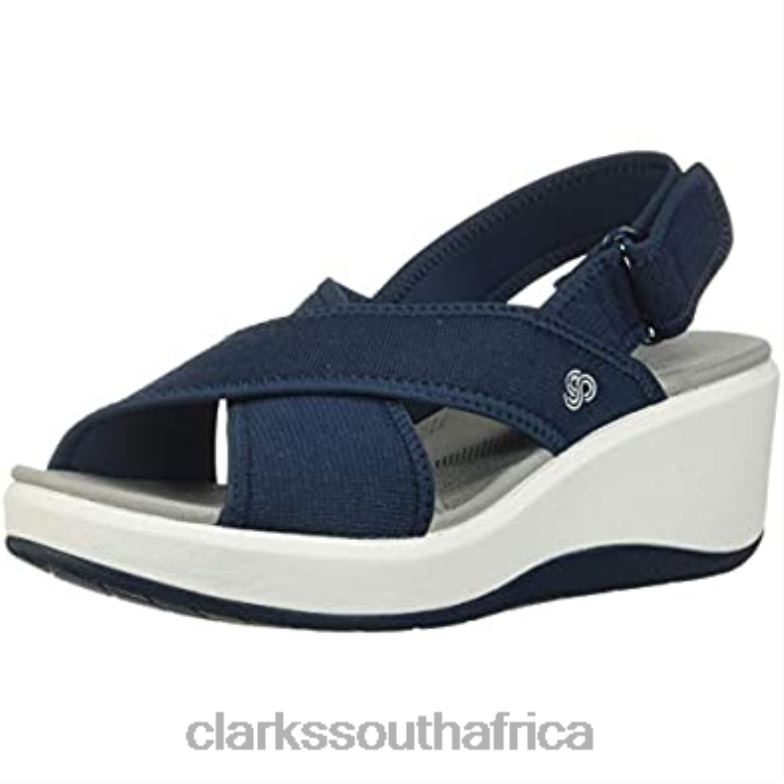 Navy Textile Clarks Women's Step Cali Cove Sandal 840402379 Women Clarks Navy Textile