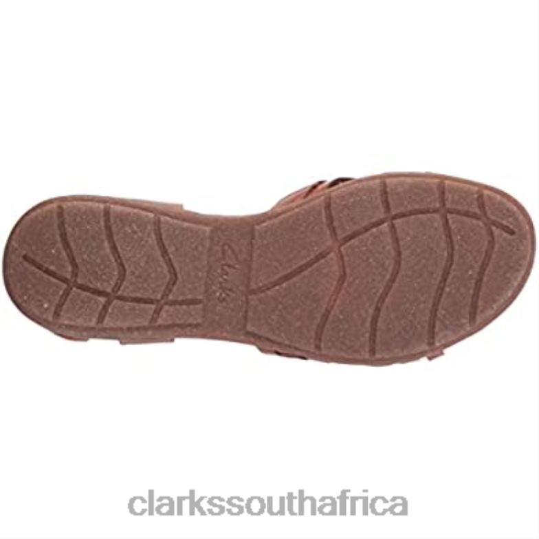 Tan Leather Women's Roseville Cove Flat Sandal Clarks 840401588 Women Clarks Tan Leather