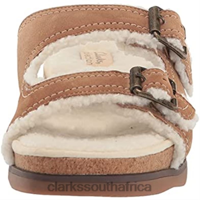 Tan Suede Clarks Women's Brynn Sparkle Flat Sandal 840401336 Women Clarks Tan Suede