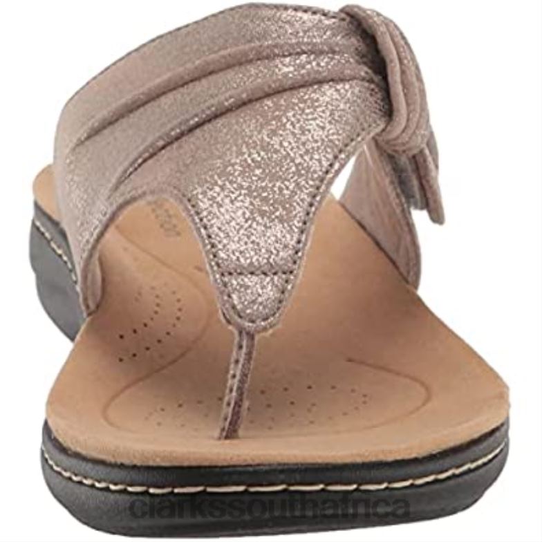 Taupe Metallic Synthetic Women's Laurieann Rae Flat Sandal Clarks 84040428 Women Clarks