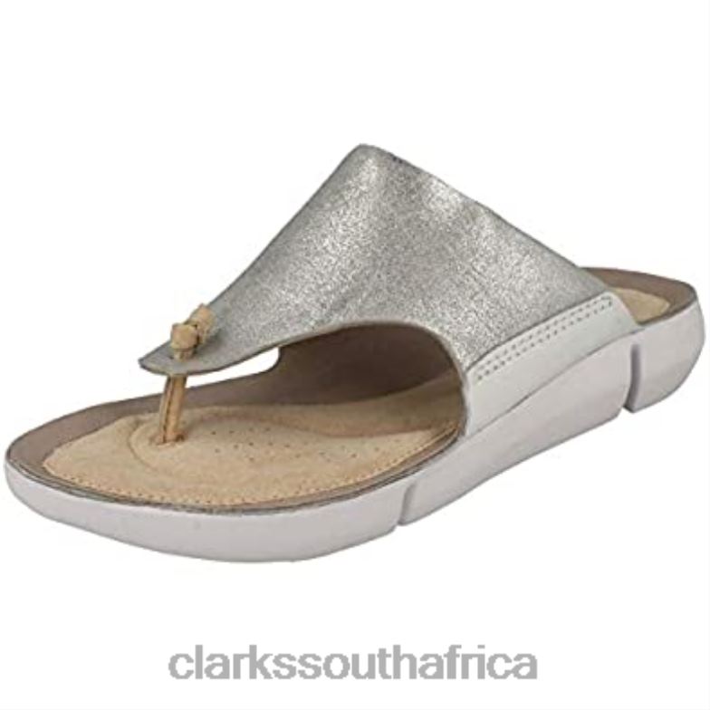 Tri Carmen Women's Toe-Post Sandals Clarks Silver 840401143 Women Clarks Silver