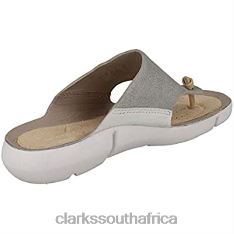 Tri Carmen Women's Toe-Post Sandals Clarks Silver 840401143 Women Clarks Silver