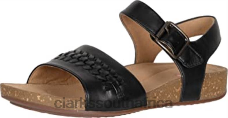 Un Perri Way Sandal Women's Black Leather Clarks 840402669 Women Clarks