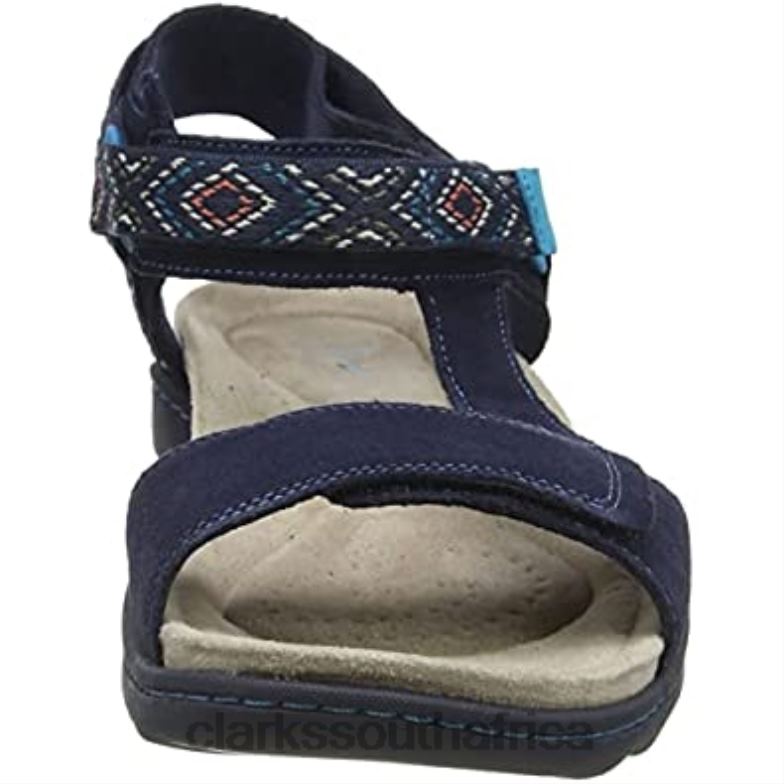 Women's Amanda Step Sandal Navy Suede Clarks 840402758 Women Clarks Navy Suede