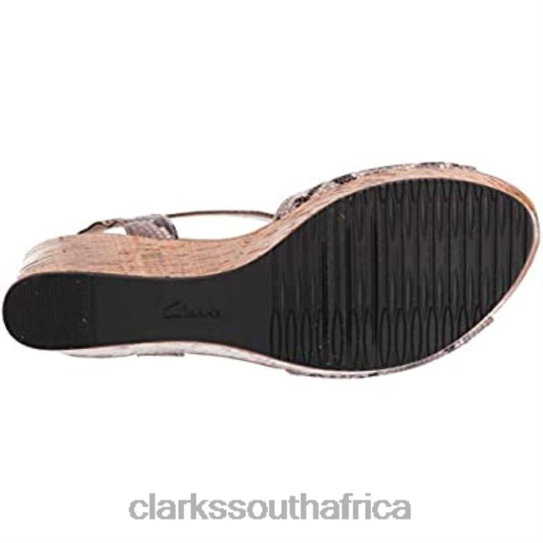 Women's Annadel Mystic Wedge Sandal Clarks Natural Snake Synthetic 840402301 Women Clarks