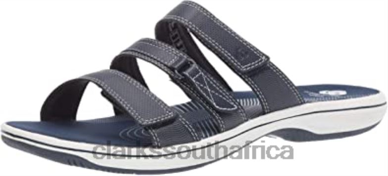 Women's Brinkley Coast Slide Sandal Clarks Navy Synthetic 840402887 Women Clarks Navy Synthetic
