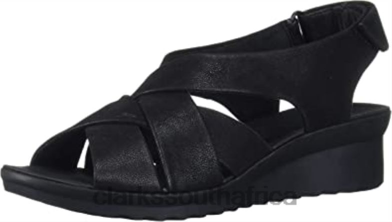 Women's Caddell Jena Wedge Sandal Black Clarks 840402918 Women Clarks Black