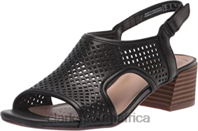 Women's Caroleigh Star Heeled Sandal Clarks Black Leather 840402853 Women Clarks