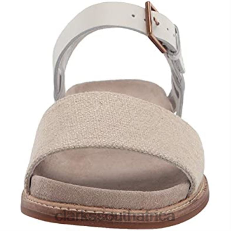 Women's Corsio Strap Flat Sandal Clarks Natural Canvas 840402255 Women Clarks Natural Canvas