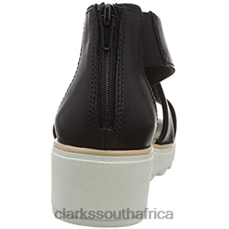 Women's Jillian Rise Wedge Sandal Clarks Black 840402245 Women Clarks Black Leather Black Leather