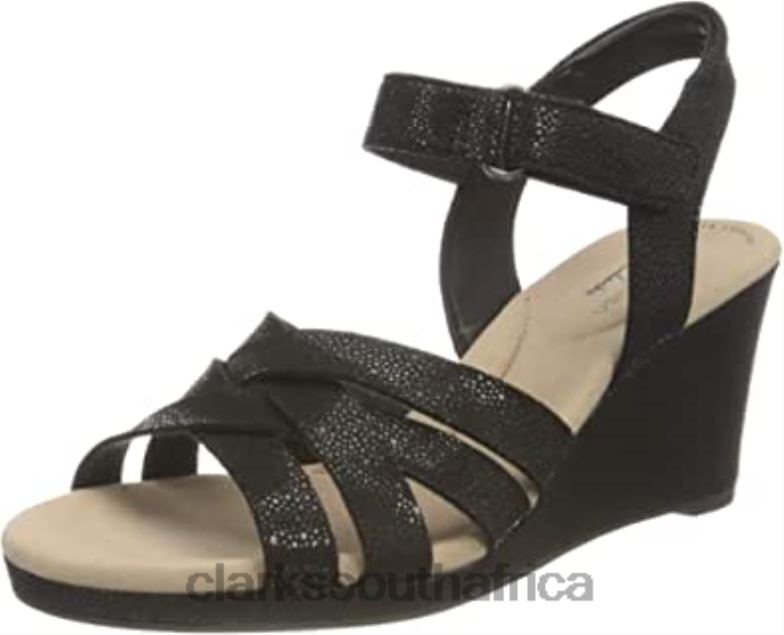 Women's Lafley Leah Heeled Sandal Clarks Black 840401325 Women Clarks Black