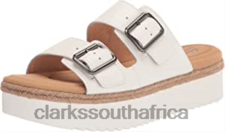 Women's Lana Beach Slide Sandal White Leather Clarks 840401581 Women Clarks