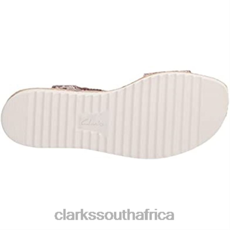 Women's Lana Shore Wedge Sandal Clarks Brown Snake Synthetic 840402535 Women Clarks Brown Snake Synthetic