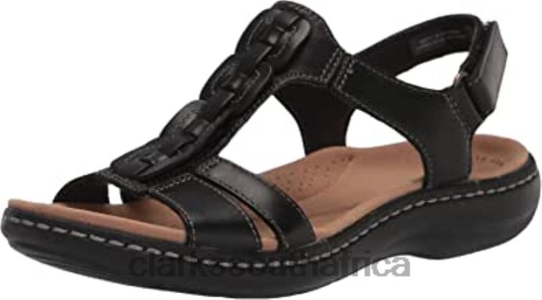 Women's Laurieann Kay Flat Sandal Black Leather Clarks 84040654 Women Clarks Black Leather