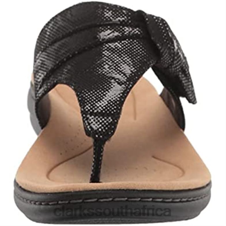 Women's Laurieann Rae Flat Sandal Black Textile Clarks 84040470 Women Clarks