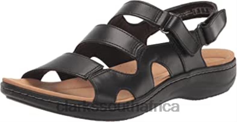 Women's Laurieann Style Flat Sandal Clarks Black Leather 840402205 Women Clarks