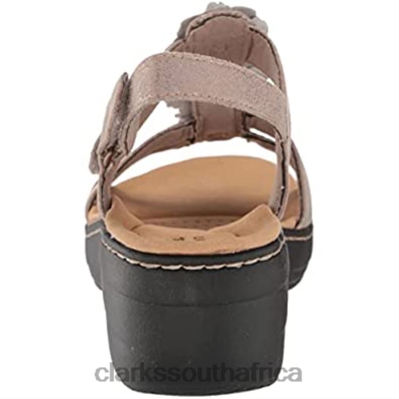 Women's Merliah Sheryl Heeled Sandal Clarks Taupe Metallic Synthetic 840402415 Women Clarks Taupe Metallic Synthetic