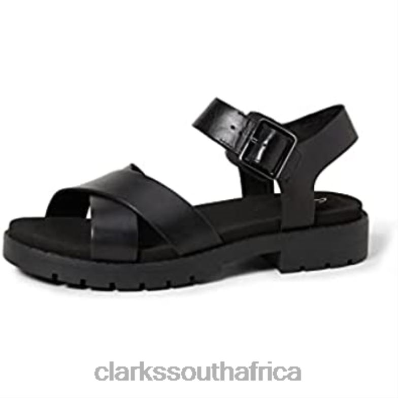 Women's Orinoco Strap Sling Back Sandals Black Clarks 840402702 Women Clarks Black Leather Black Leather