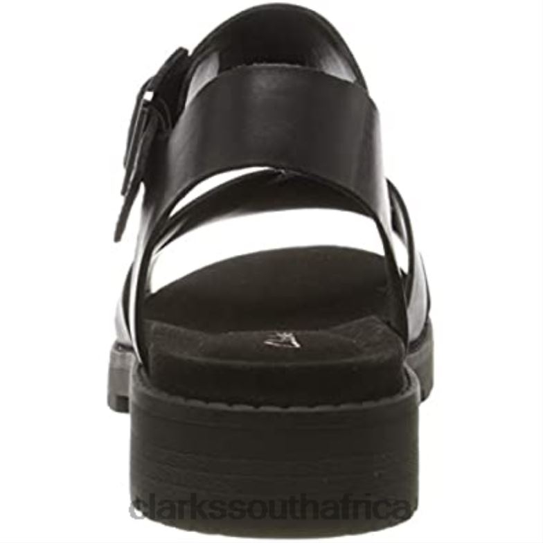 Women's Orinoco Strap Sling Back Sandals Black Clarks 840402702 Women Clarks Black Leather Black Leather