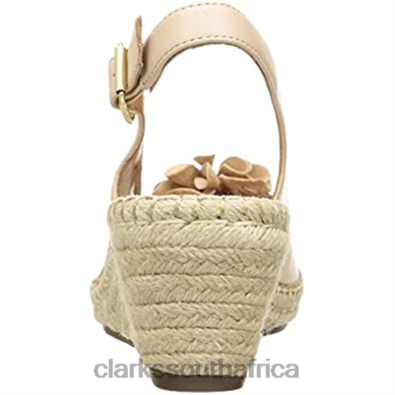 Women's Petrina Bianca Espadrille Wedge Sandal Clarks Nude Leather 840402231 Women Clarks