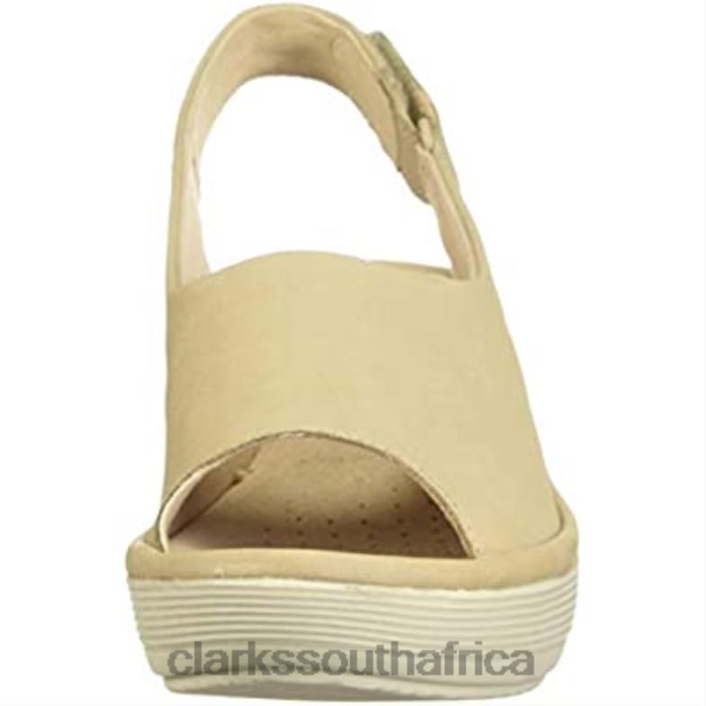 Women's Reedly Shaina Wedge Sandal Clarks Sand Nubuck 840401167 Women Clarks Sand Nubuck