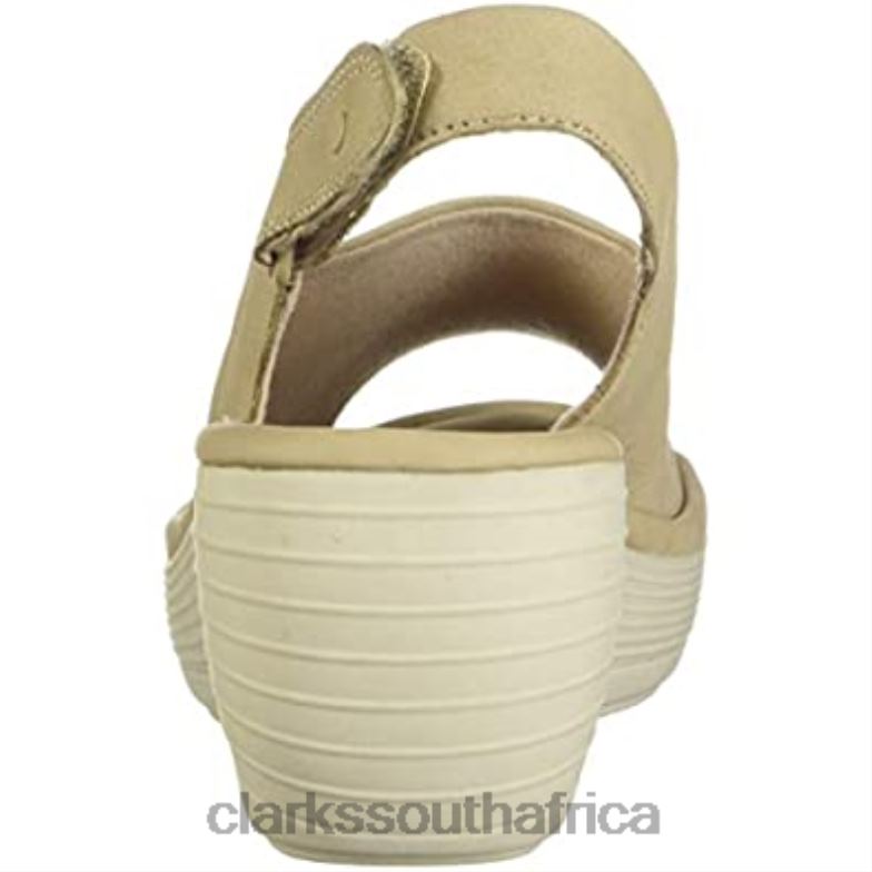 Women's Reedly Shaina Wedge Sandal Clarks Sand Nubuck 840401167 Women Clarks Sand Nubuck