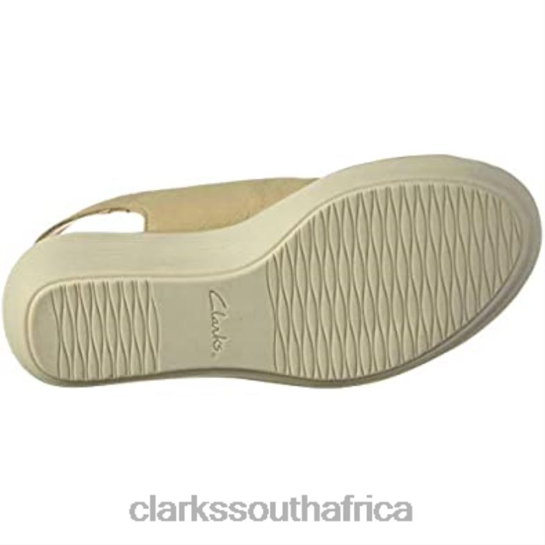 Women's Reedly Shaina Wedge Sandal Clarks Sand Nubuck 840401167 Women Clarks Sand Nubuck