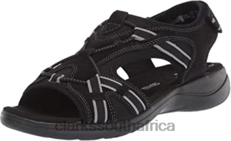 Women's Saylie Loop Sport Sandal Clarks Black Suede 840402167 Women Clarks Black Suede