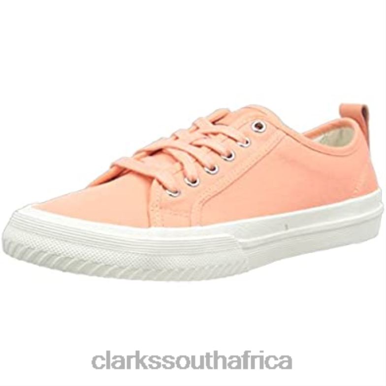 Clarks Women's Roxby Lace Sneaker Coral Canvas 84040306 Women Clarks Coral Canvas