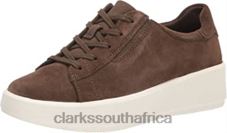 Dark Olive Suede Clarks Women's Layton Lace Sneaker 840401216 Women Clarks Dark Olive Suede