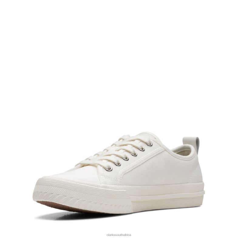 White Canvas Clarks Roxby Lace 840403264 Women Clarks White Canvas
