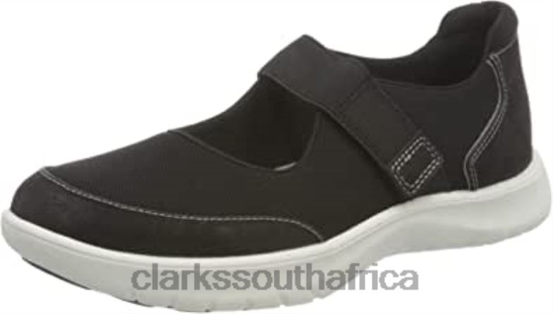 Women's Adella West Sneaker Black Textile Clarks 840402230 Women Clarks Black Textile